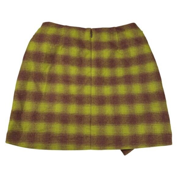 Aritzia Wilfred Wrap Front Wool Skirt In Moss Green / Rust Fade Plaid Size 2 - Picture 5 of 6
